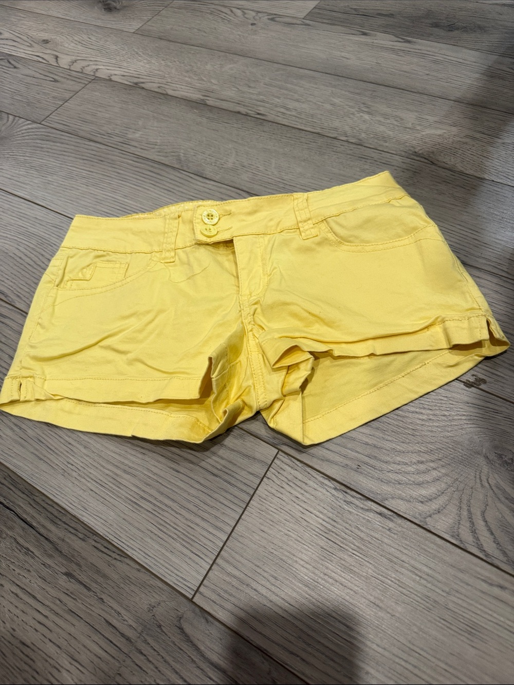 YMI High-Waist Yellow Cotton Blend Shorts